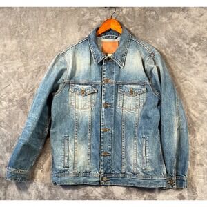 Thursday Boots Selvedge Denim Trucker Jacket Mens Large Distressed Fade